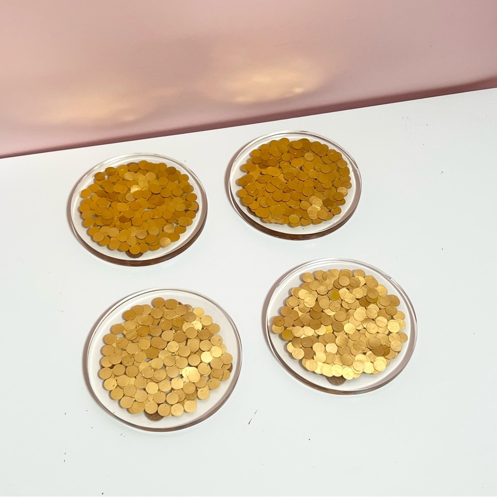 Modern glam chic gold confetti lucite acrylic coasters